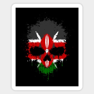 Chaotic Kenyan Flag Splatter Skull Sticker